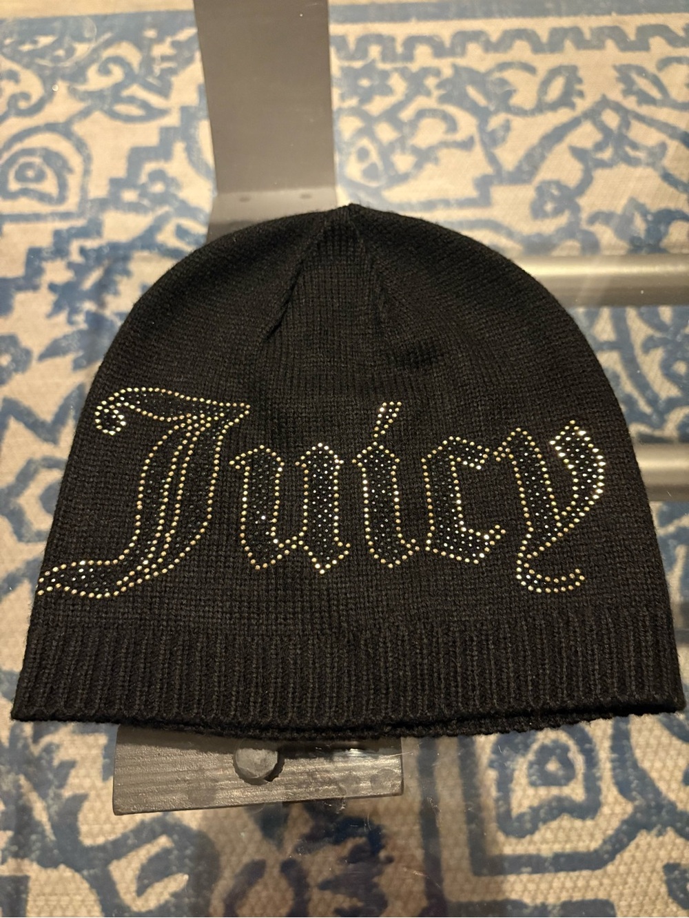 Juicy Couture Black Knit Bling Beanie